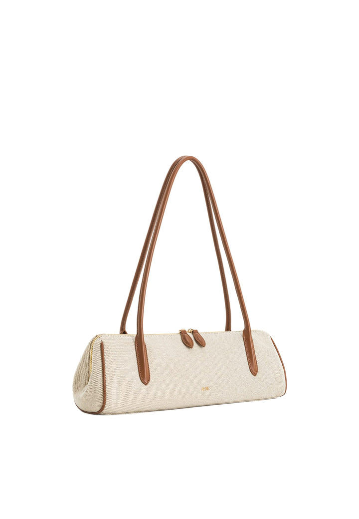 Sac bandoulière JW PEI Nova en toile marron avec anses en cuir marron — vue latérale