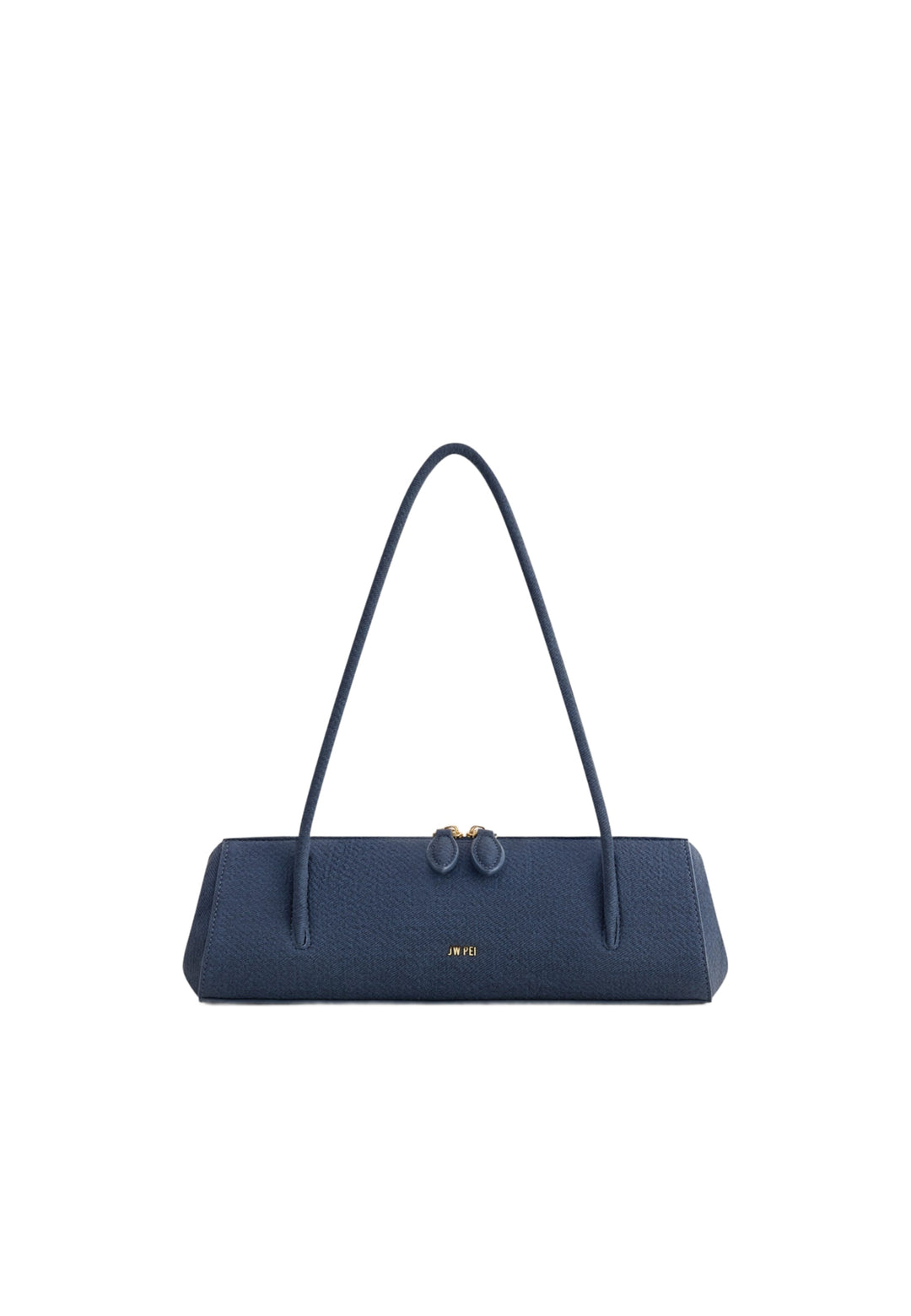 Sac bandoulière JW PEI Nova Denim Blue — vue de face, simili cuir texturé