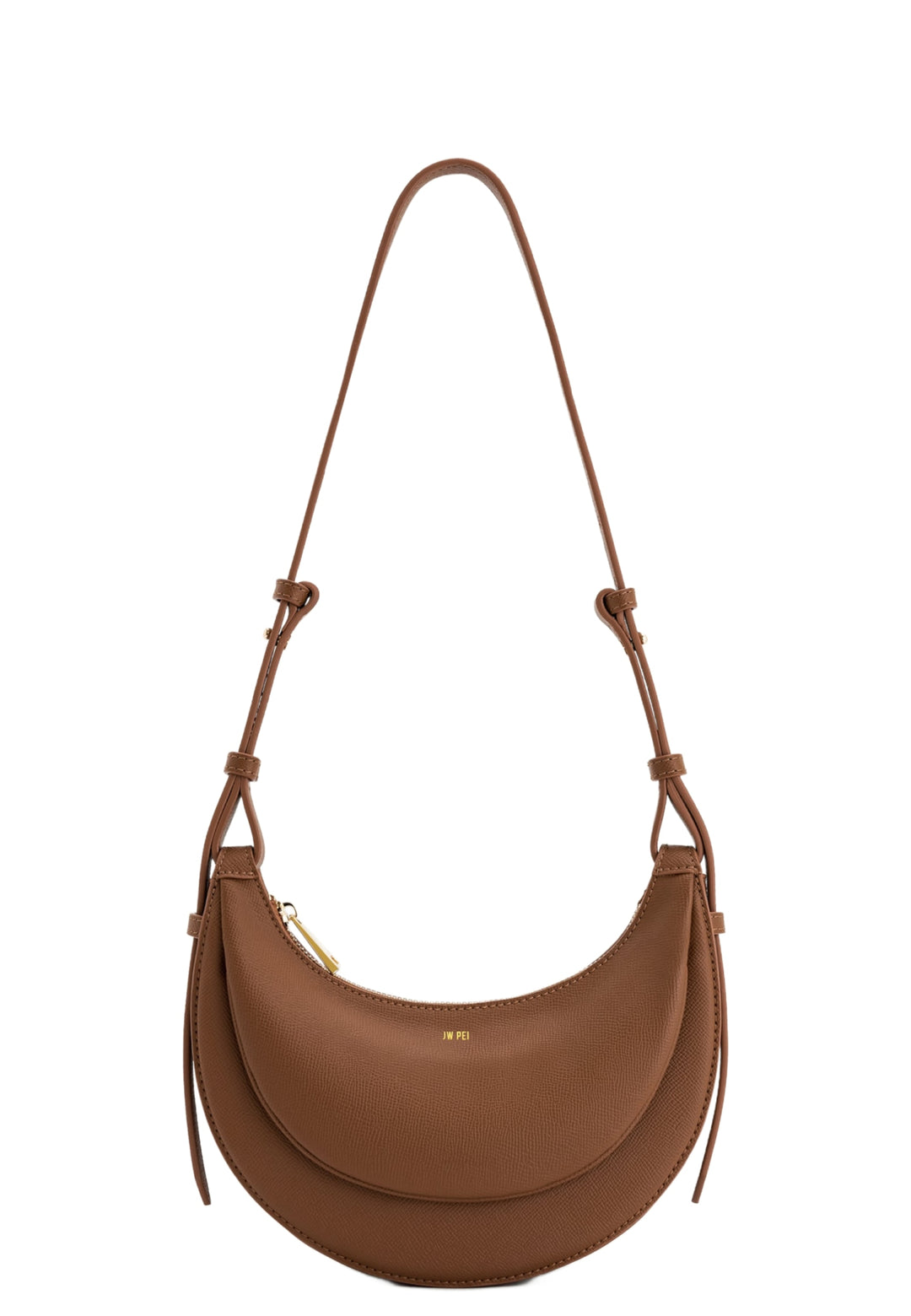 Sac bandoulière JW PEI Sharon marron en simili cuir texturé, vu de face