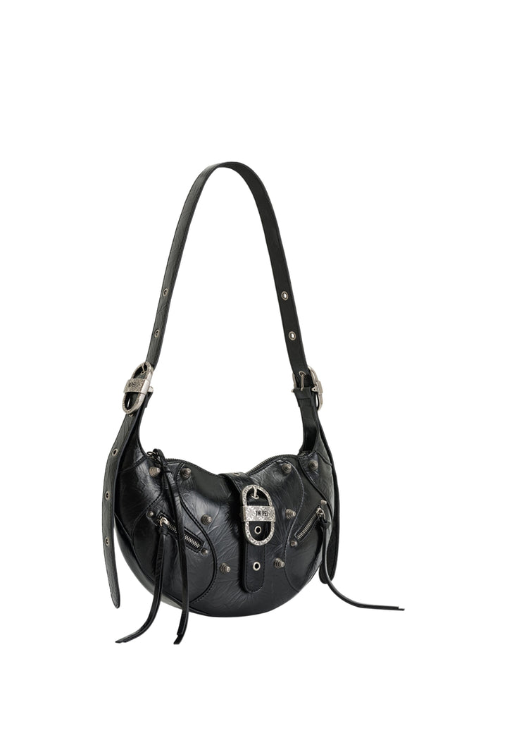 Sac bandoulière JW PEI Tessa noir en simili cuir avec fermoir métallique et détails cloutés