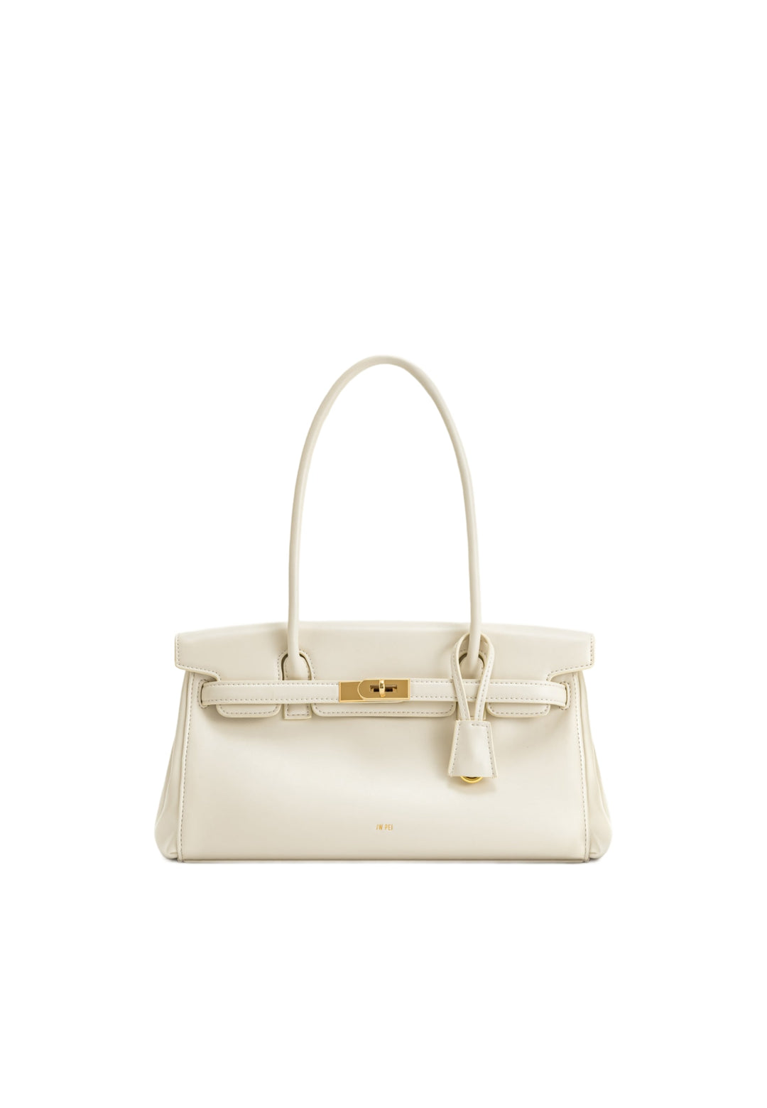 Sac bandoulière JW PEI Yara blanc — vue de face, simili cuir lisse avec fermoir doré
