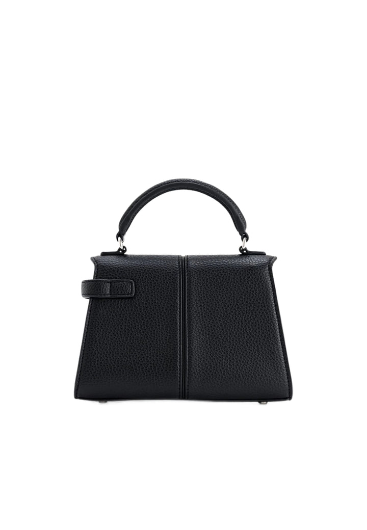 Sac à main JW PEI Elise noir, en simili cuir grainé, porté main, avec fermeture zippée visible.