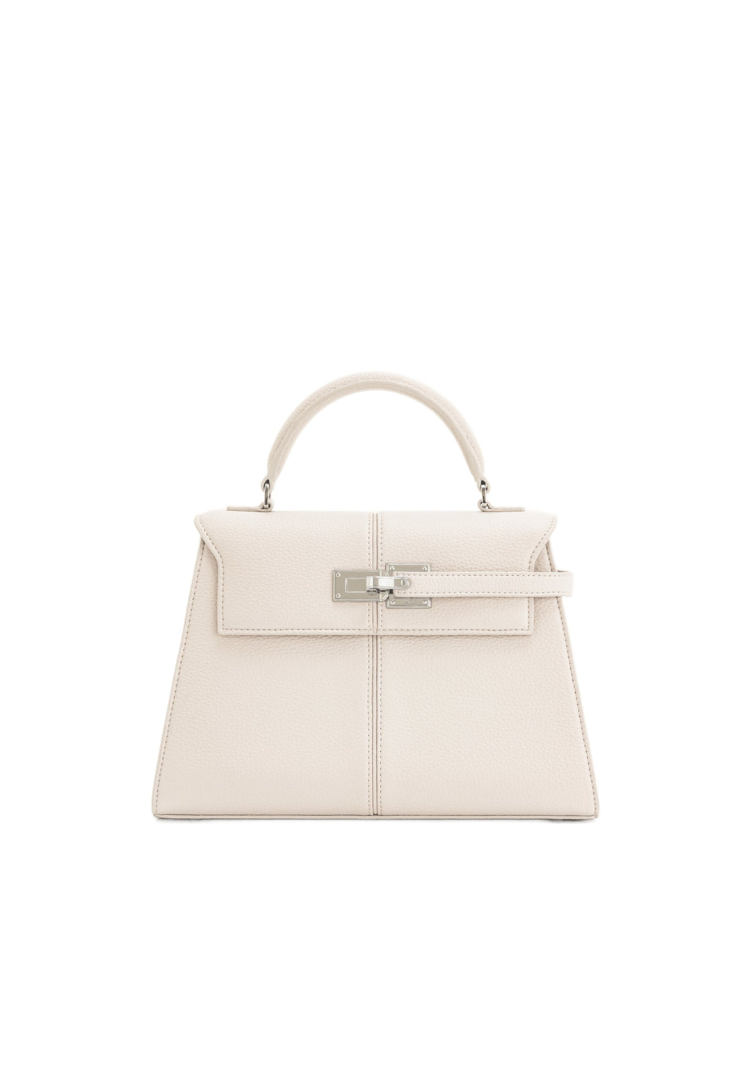 Sac à main JW PEI Elise blanc en simili cuir, vu de face, avec une fermeture argentée et une poignée supérieure.