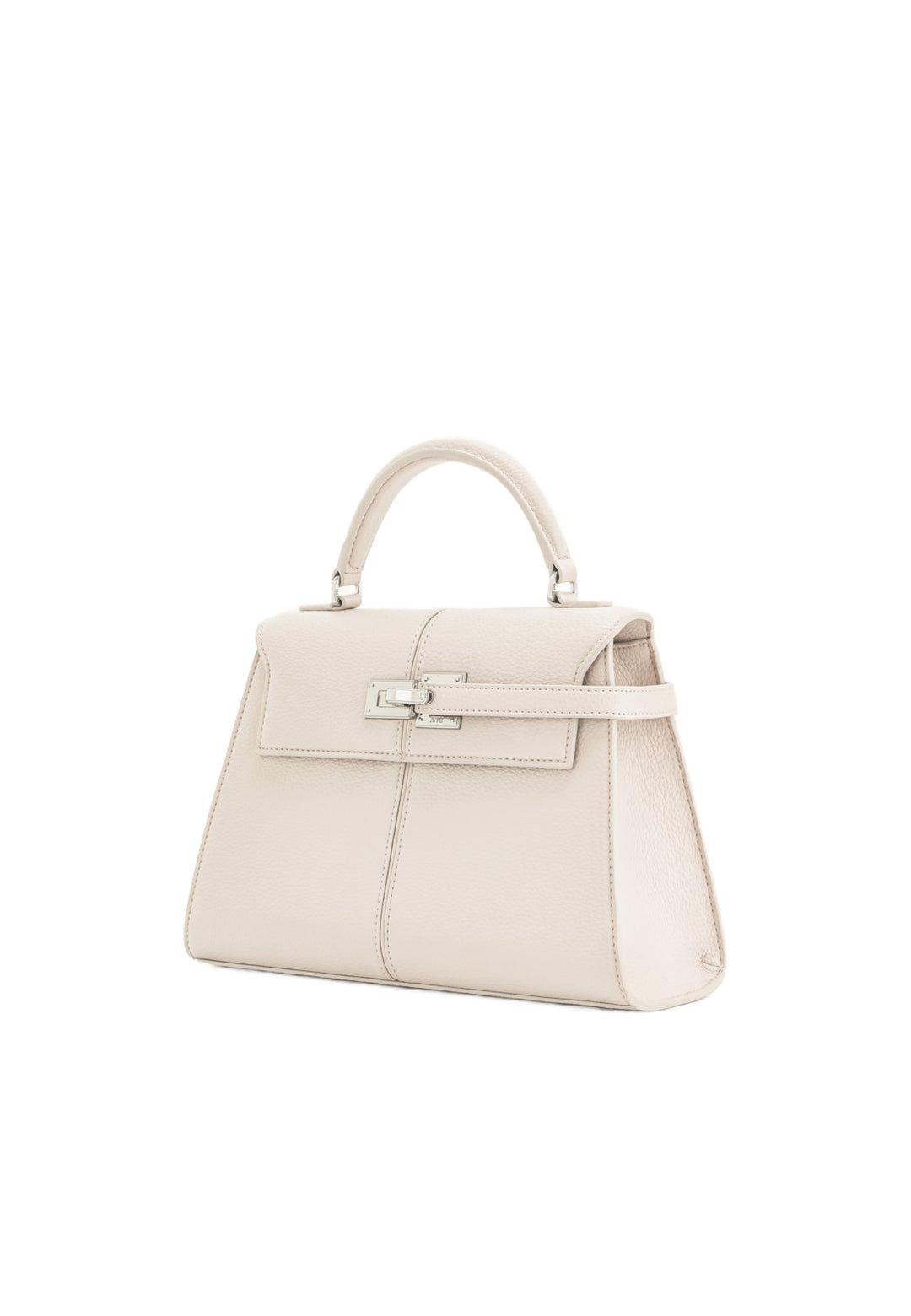 Sac à main JW PEI Elise blanc en simili cuir, porté à la main, avec fermoir argenté et coutures contrastantes.