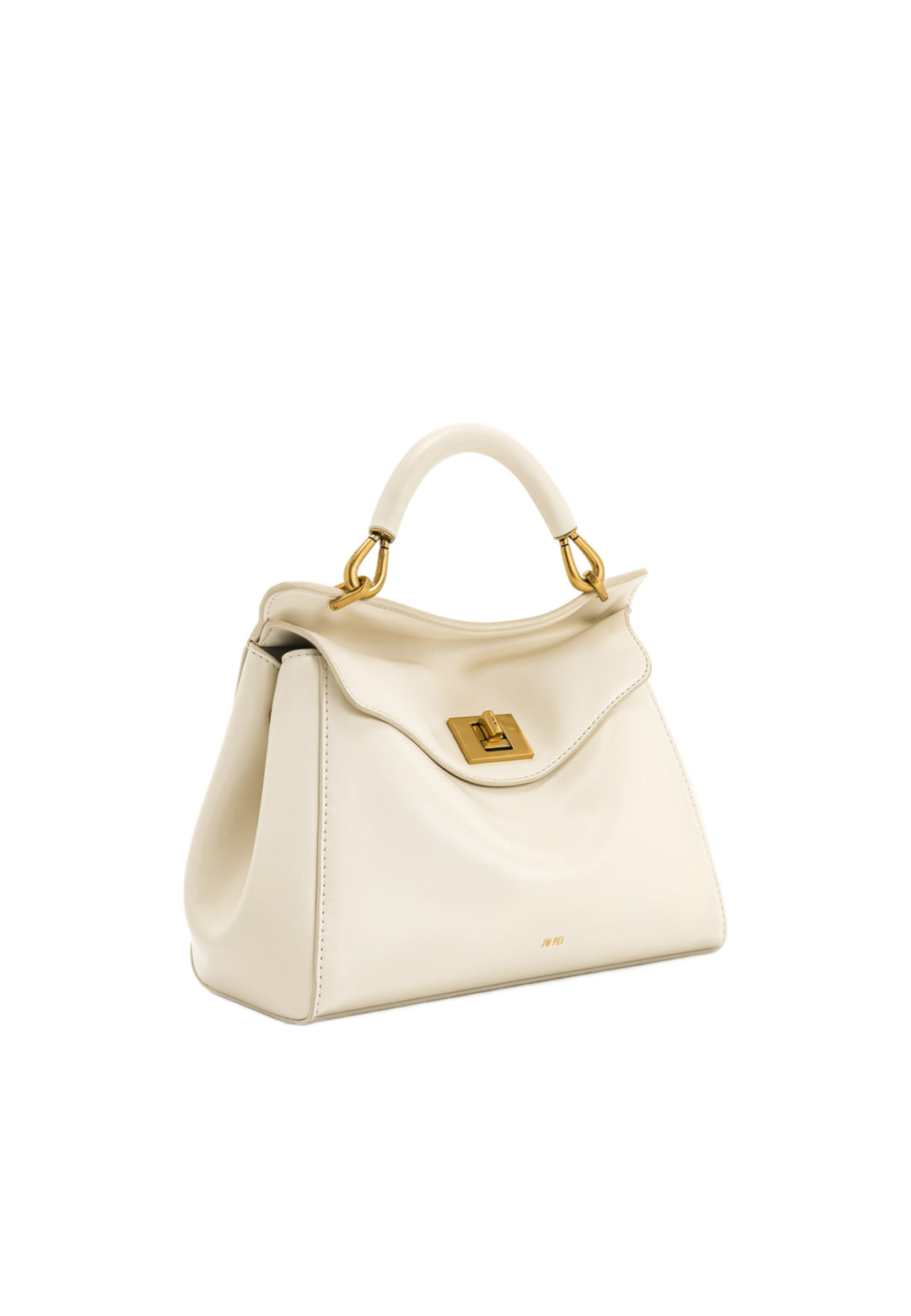 Sac à main JW PEI Lucia blanc — vue de face, simili cuir, fermeture dorée