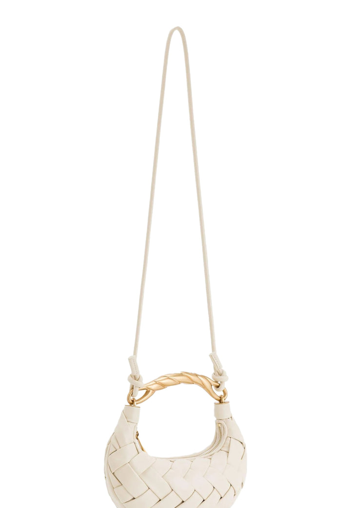 Sac à main JW PEI Orla blanc en simili cuir tressé avec anse torsadée dorée et bandoulière