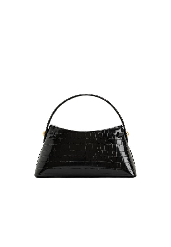 Sac à main JW PEI Talia Black Croc - Vue 3/4, simili cuir effet croco noir