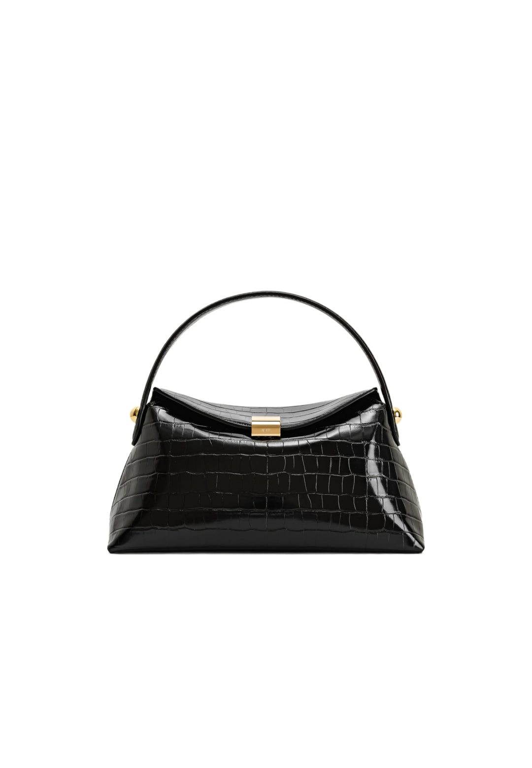 Sac à main JW PEI Talia Black Croc — vue de face, simili cuir effet croco noir