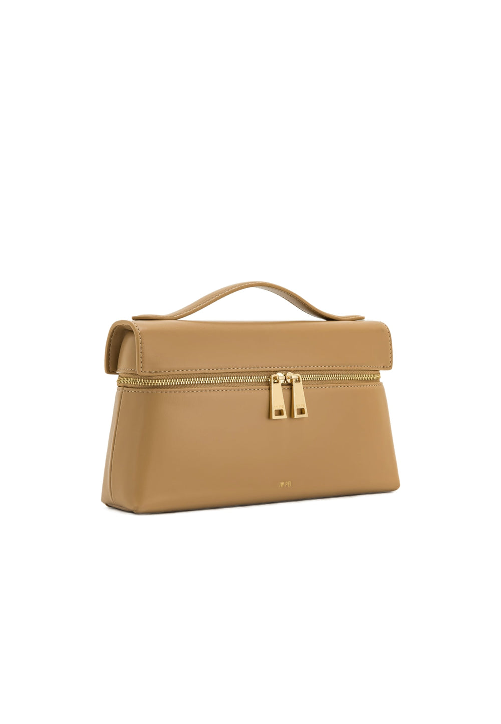 Sac à main JW PEI Thea Almond beige en simili cuir, vu de côté avec fermeture zippée dorée