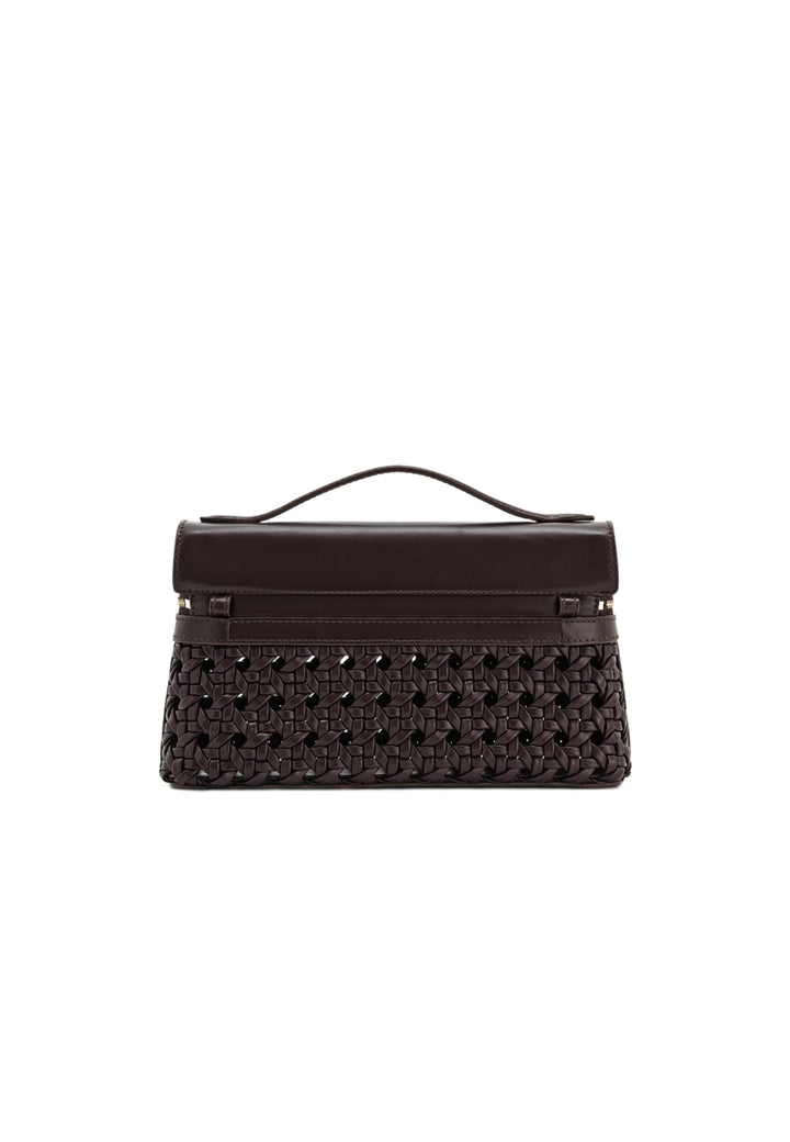 Sac à main JW PEI Thea Deep Claret, en simili cuir tressé, porté main