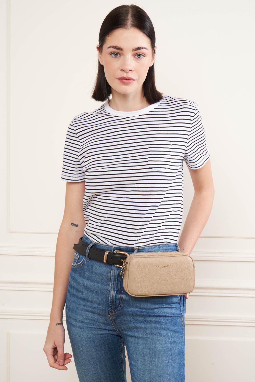 Lancaster Double pochette Zippé Dune Lagon Clair – båret
