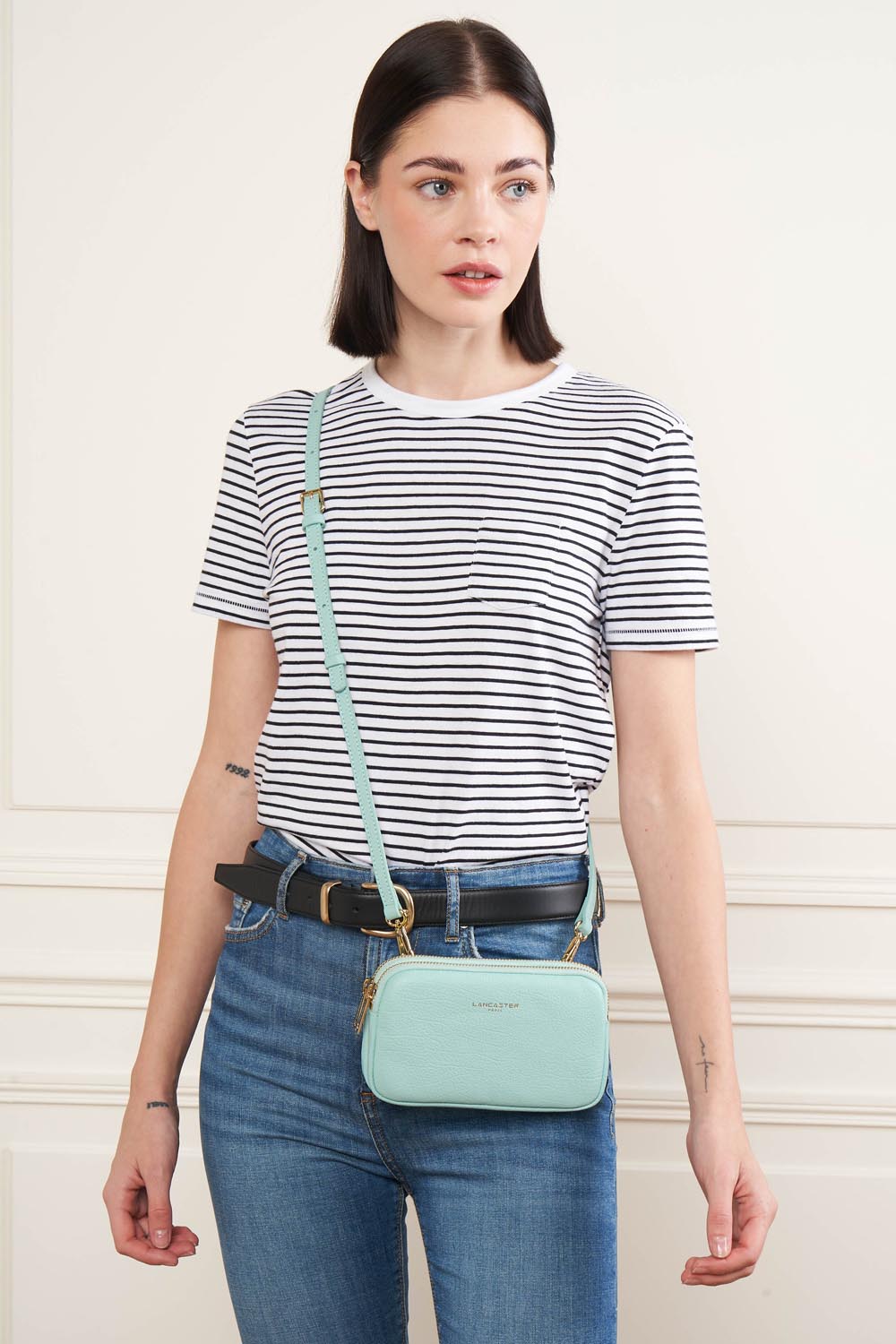 Lancaster Double pochette Zippé Dune Lagon Clair – båret