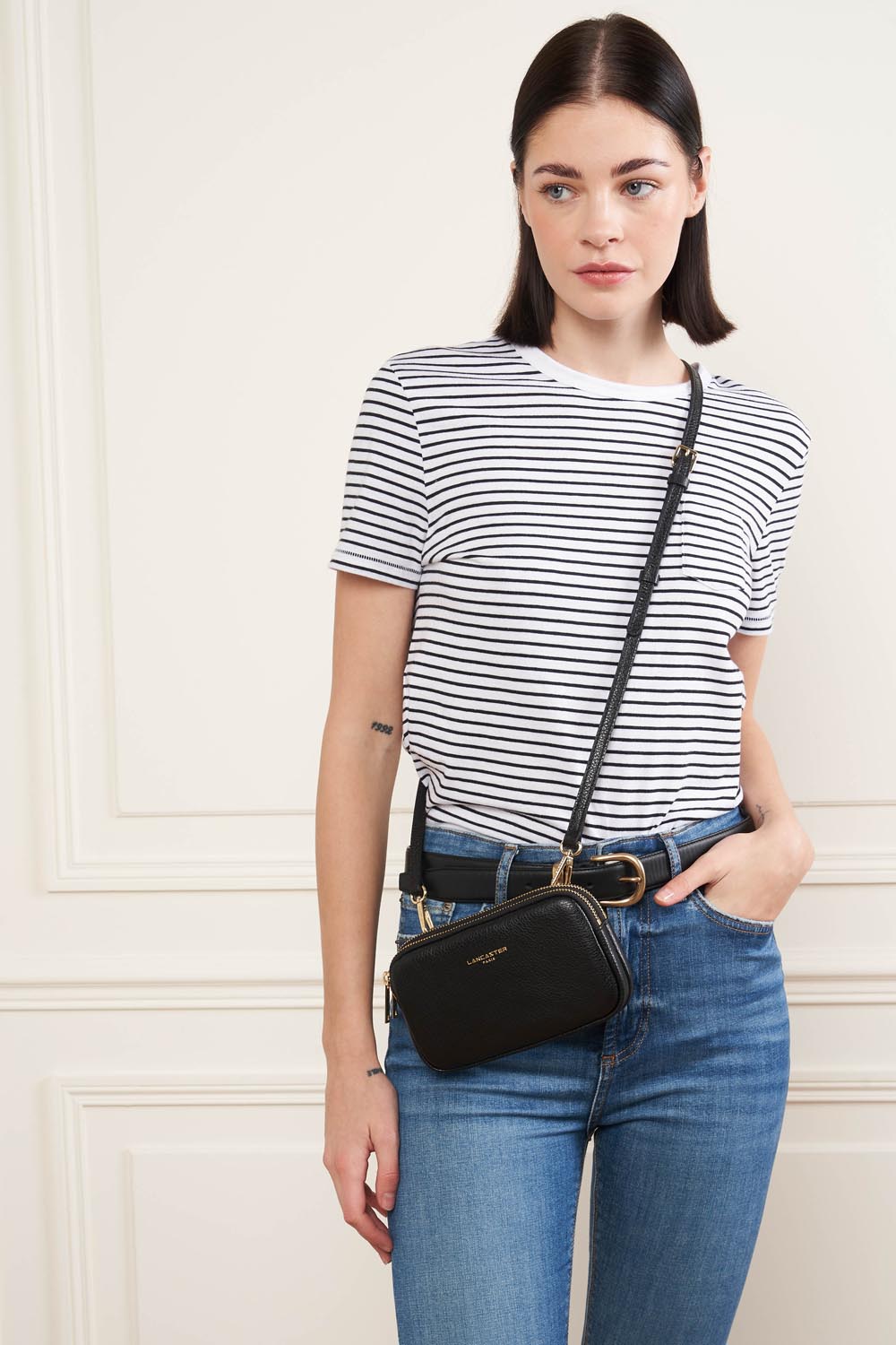 Lancaster Double pochette Zippé Dune Lagon Clair – båret