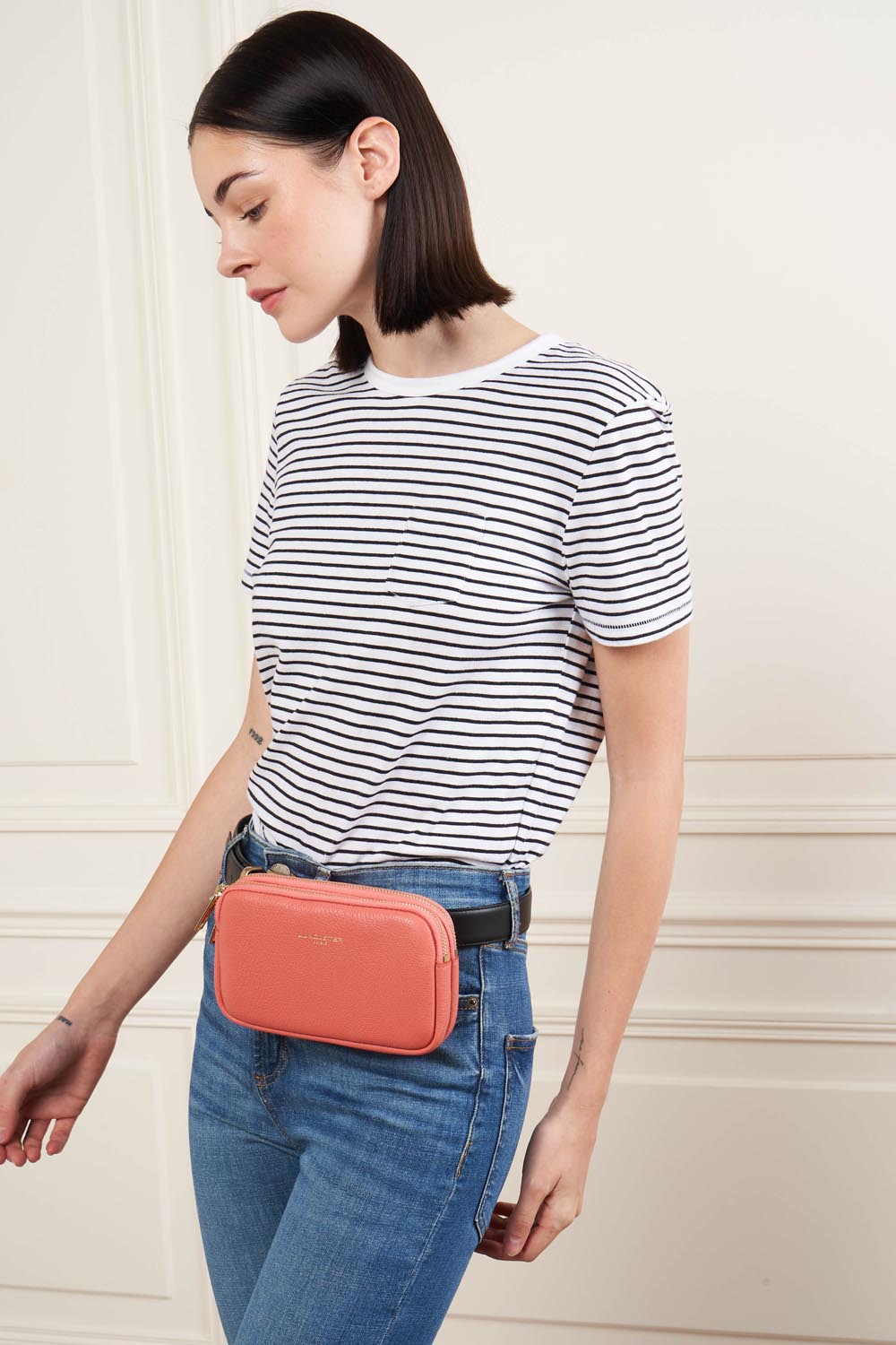 Lancaster Double pochette Zippé Dune Lagon Clair – båret
