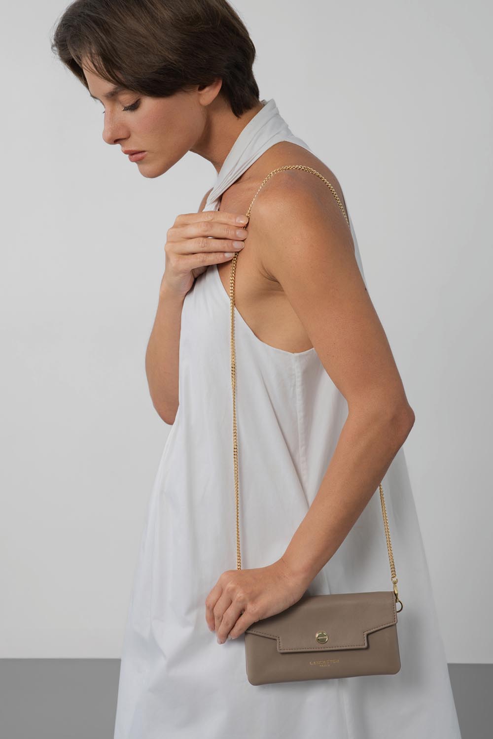Lancaster Paris Flap Bag with snap button S Mademoiselle Grace Brown – worn