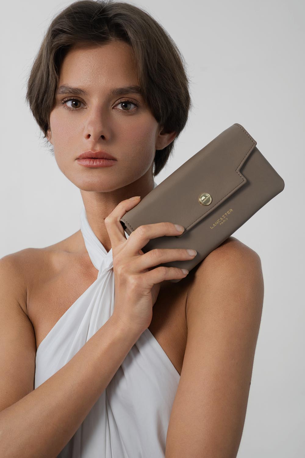 Lancaster Paris Flap Bag with snap button S Mademoiselle Grace Brown – worn