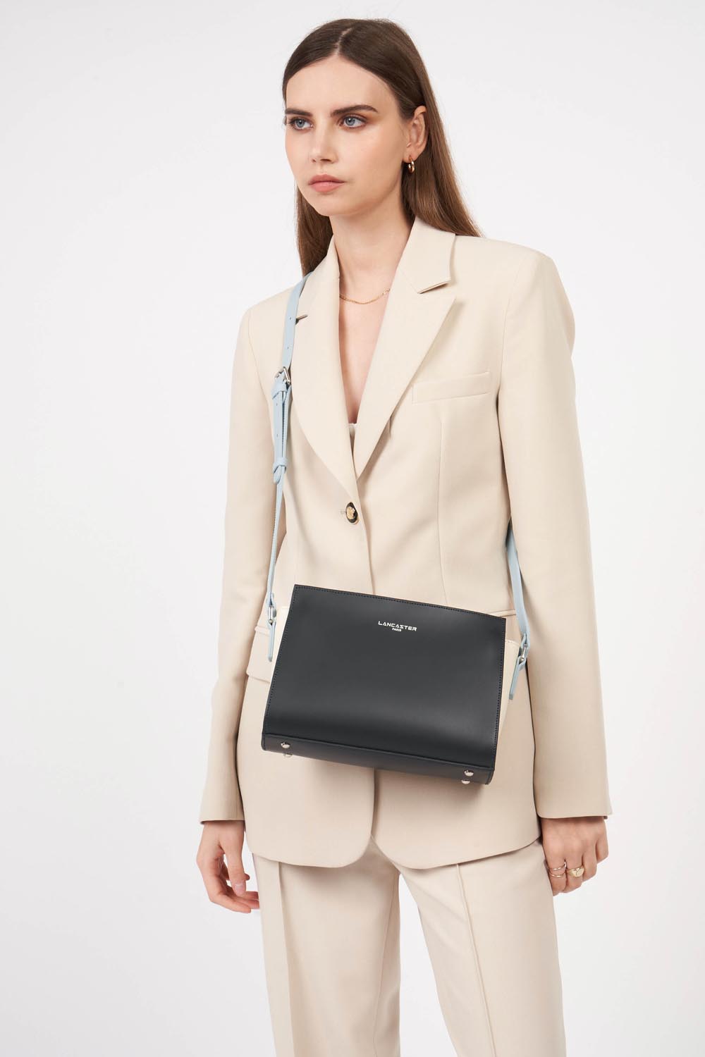Lancaster Kabelka Zippée S Smooth černá - světle nude - tmavě nude – nošená