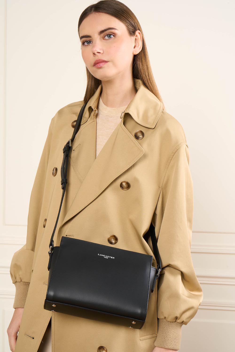 Lancaster Kabelka Zippée S Smooth černá - světle nude - tmavě nude – nošená