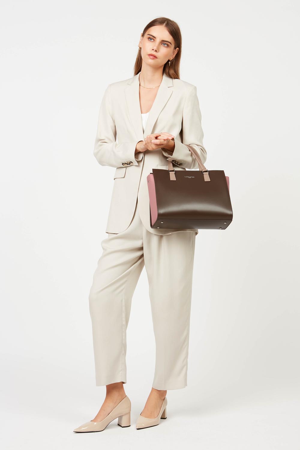 Lancaster Sac cabas main Zippée L Smooth Noir – porté
