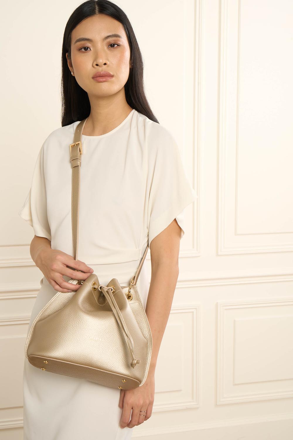 Lancaster Alba Double M Bucket Bag Camel/Orange – worn