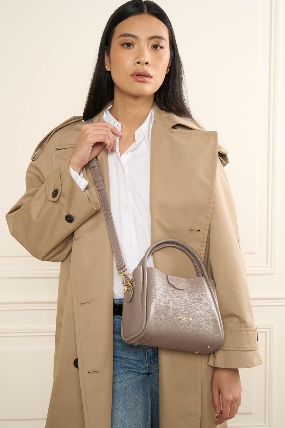 Lancaster Handväska Aimantée S Ida Double 470-83 Or Pâle - In - Nude – buren