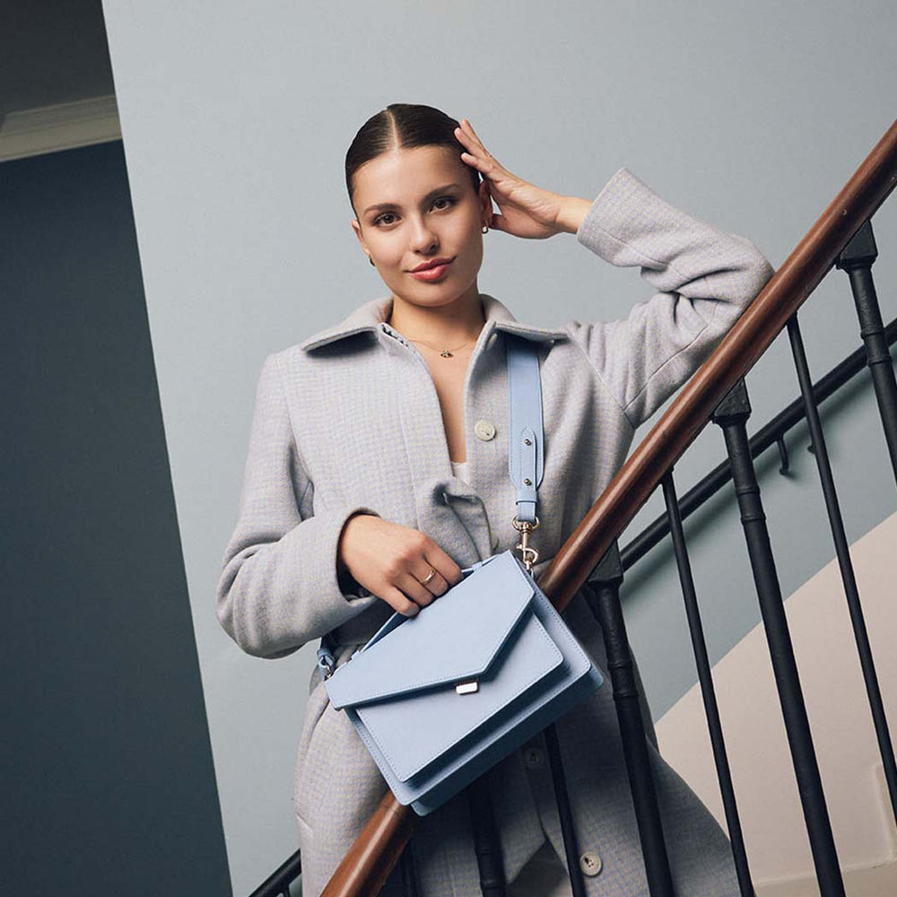 Lancaster Zoé Flap Handbag with Clasp Black – worn