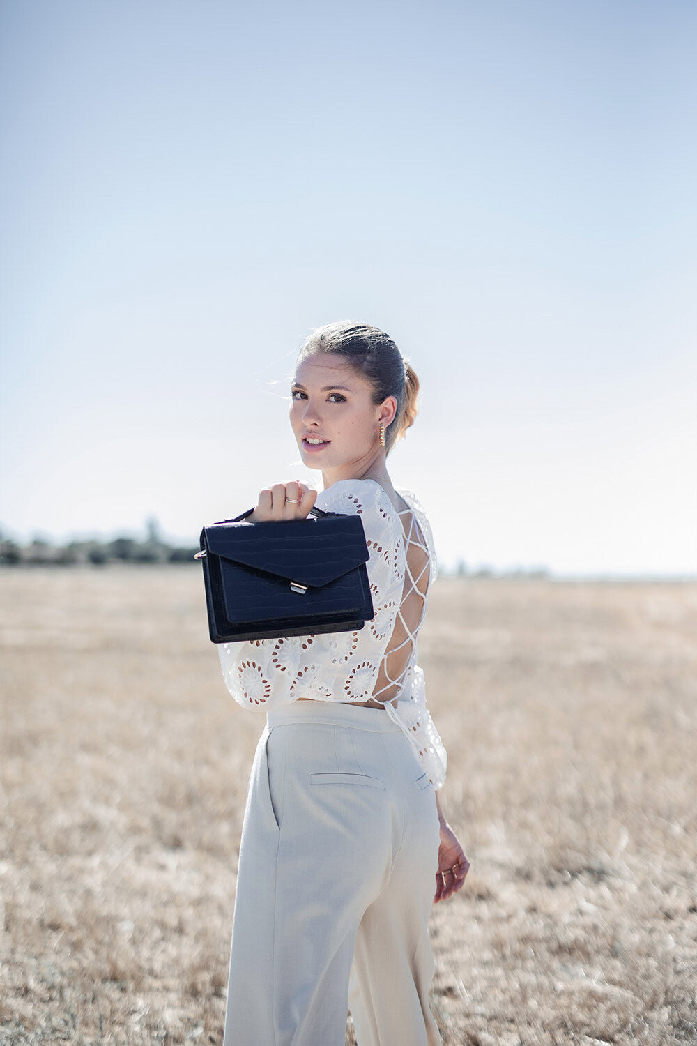 Lancaster Zoé Flap Handbag with Clasp Black – worn