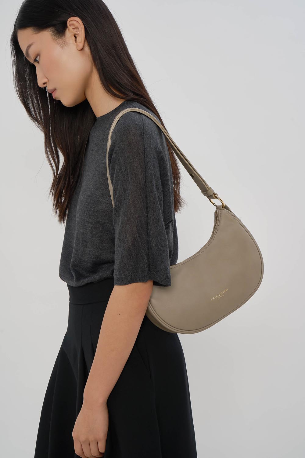 Lancaster Zippered Crossbody Bag S Donna Aria Black – worn