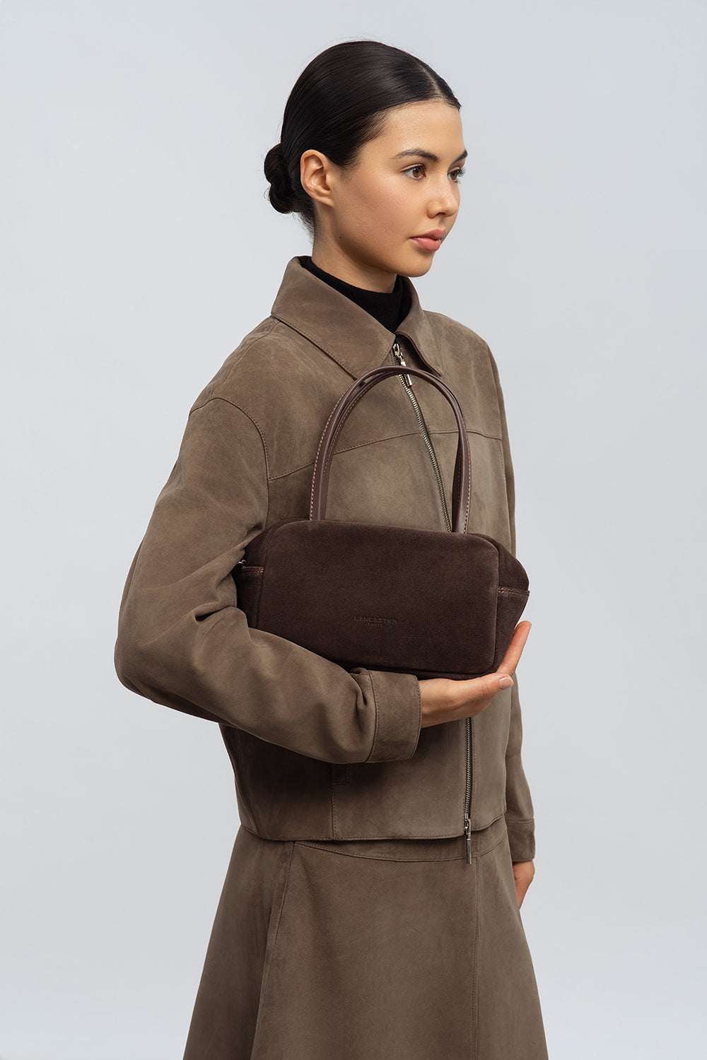 Lancaster Borsa a mano Con zip M Suède IT Cammello – indossata