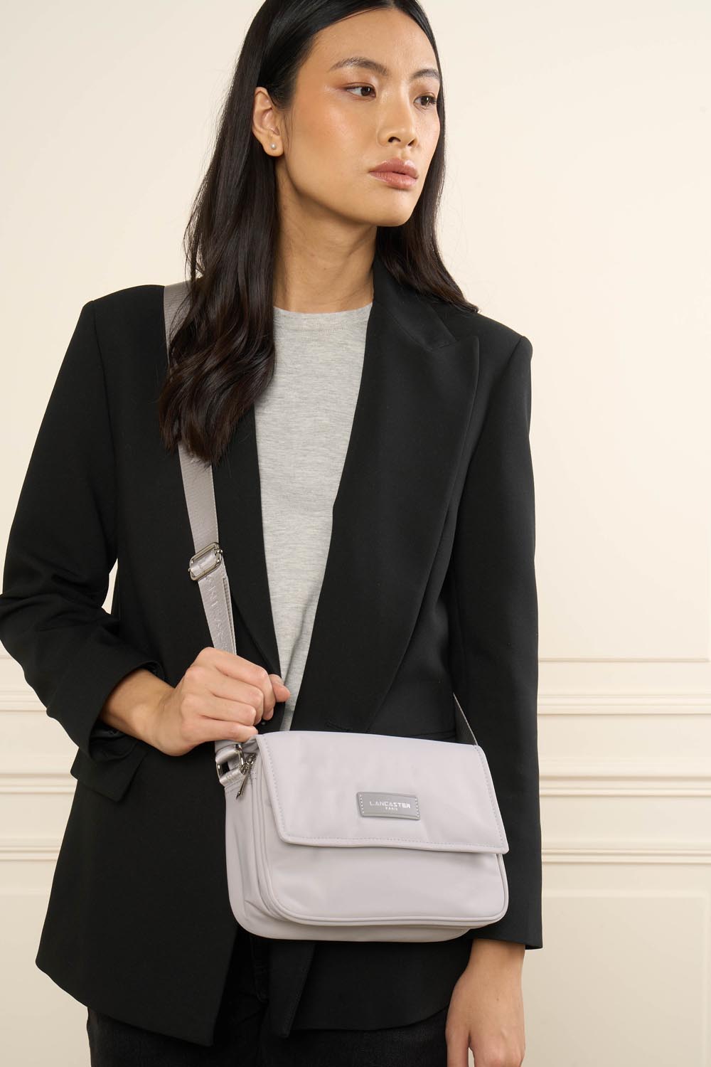 Lancaster Basic Vita M Light Green Shoulder Bag – worn