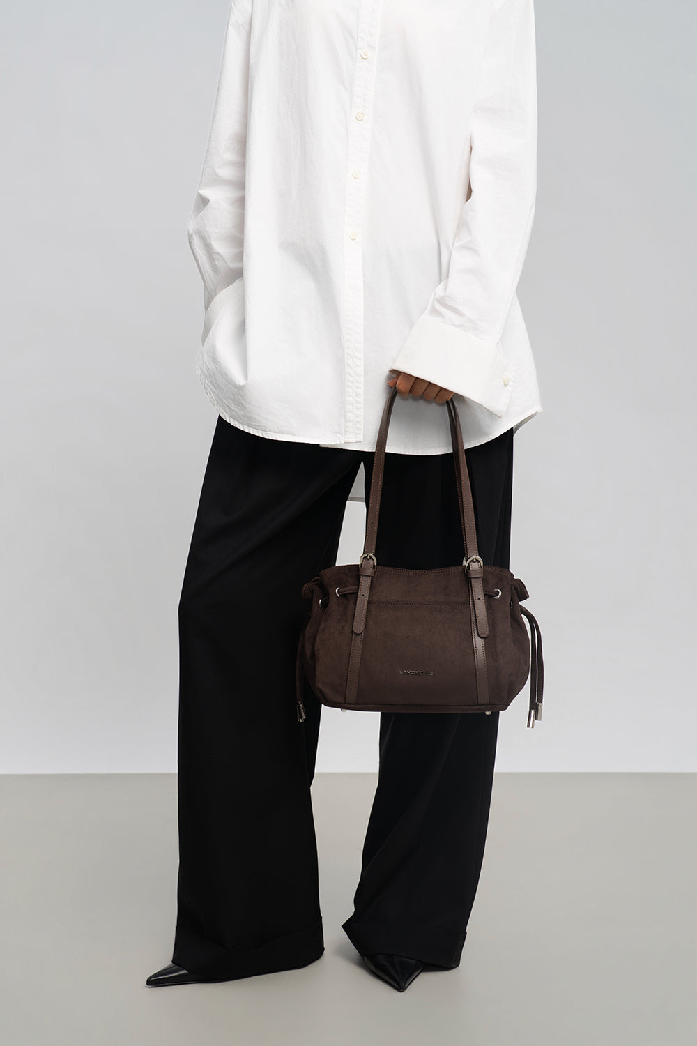 Lancaster Shoulder Zippered Tote Bag M Velvet Emma Brown – worn