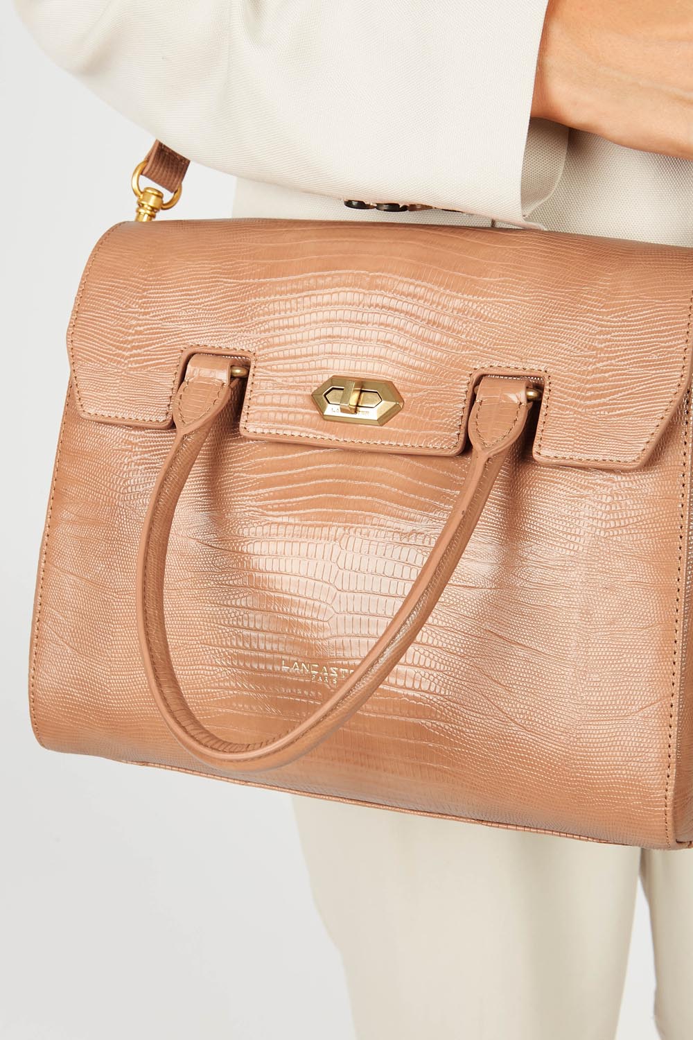 Sac à main Lancaster Exotic Croco à rabat noir – gedroen