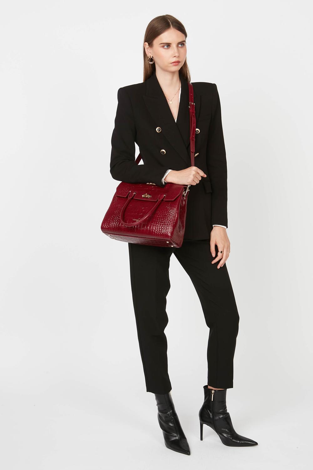 Sac à main Lancaster Exotic Croco à rabat noir – gedroen