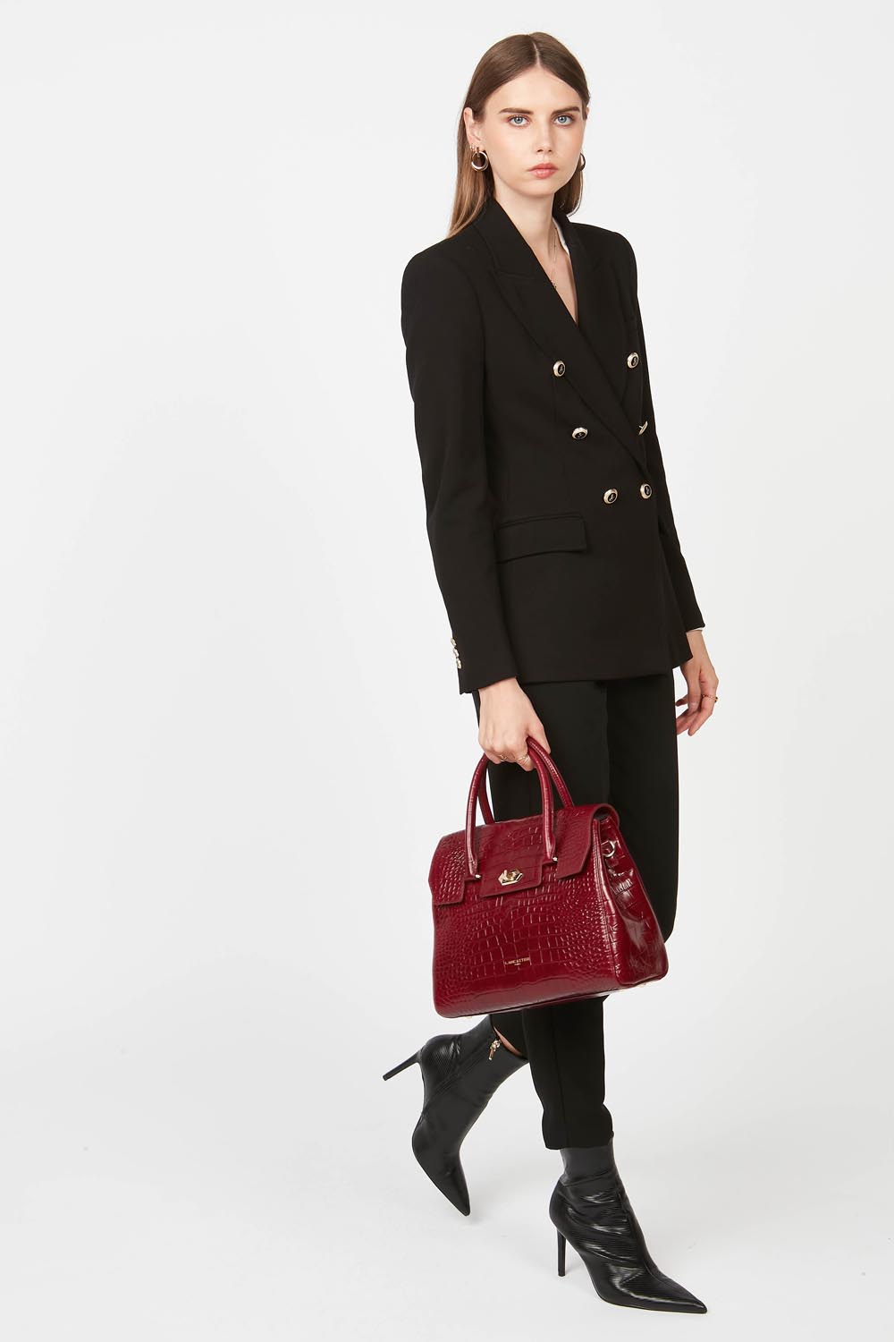 Sac à main Lancaster Exotic Croco à rabat noir – gedroen