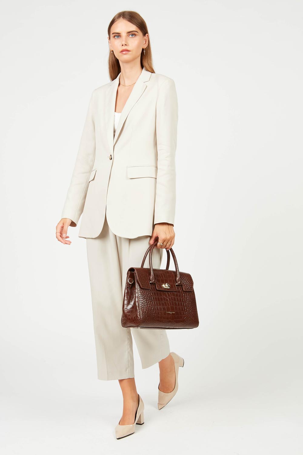 Sac à main Lancaster Exotic Croco à rabat noir – gedroen