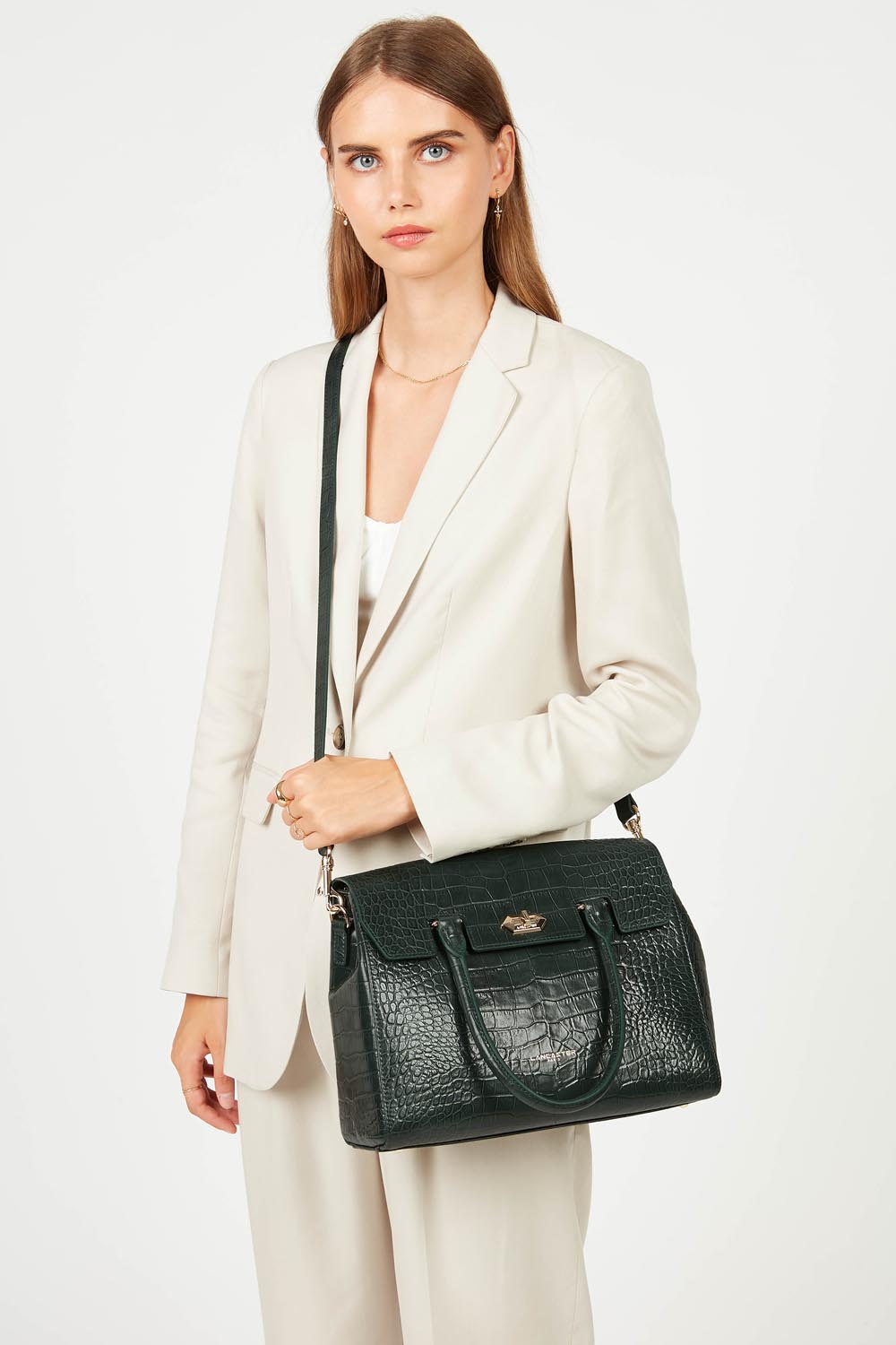 Sac à main Lancaster Exotic Croco à rabat noir – gedroen