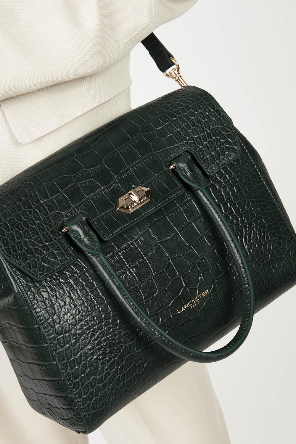 Sac à main Lancaster Exotic Croco à rabat noir – gedroen