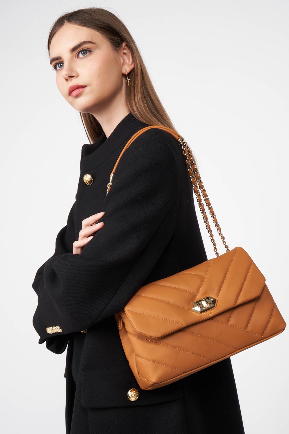 Lancaster Quilted Trotteur Bag Gold – worn