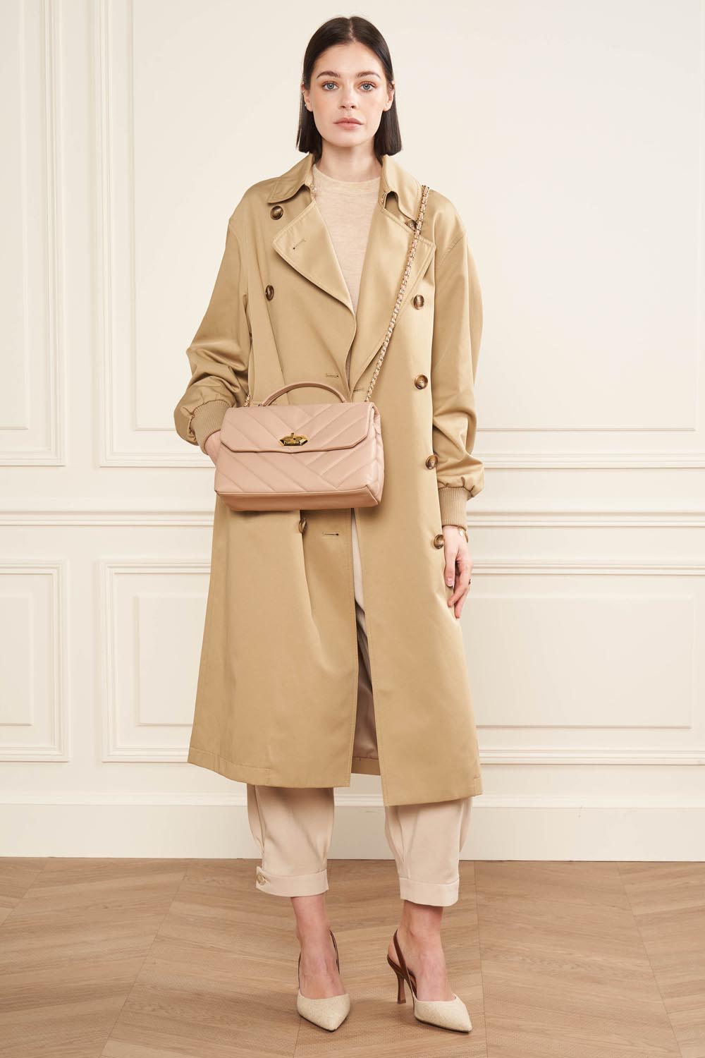 Lancaster Quilted Trotteur Bag Gold – worn