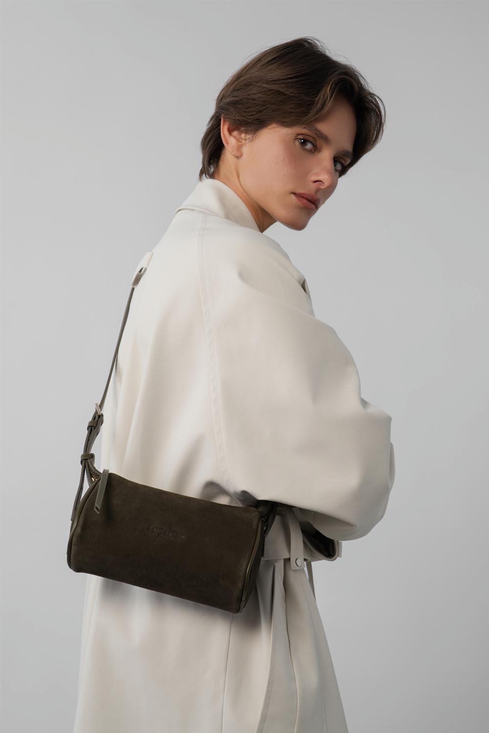 Lancaster Small Zippered Rectangle Bag Sweden Pebble – worn