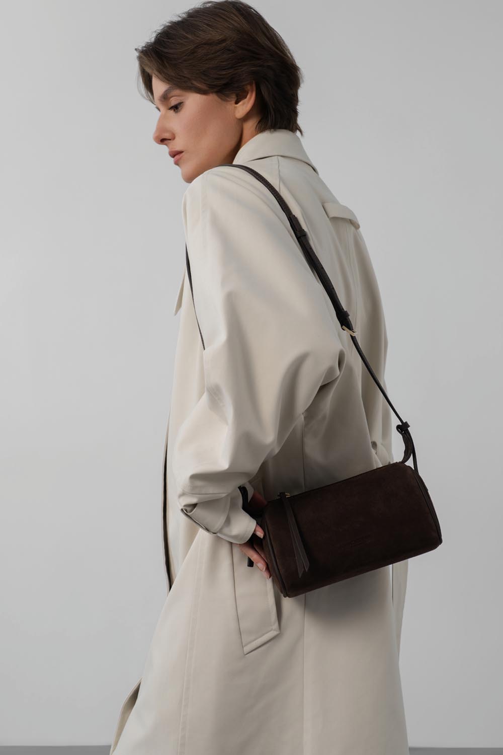 Lancaster Small Zippered Rectangle Bag Sweden Pebble – worn