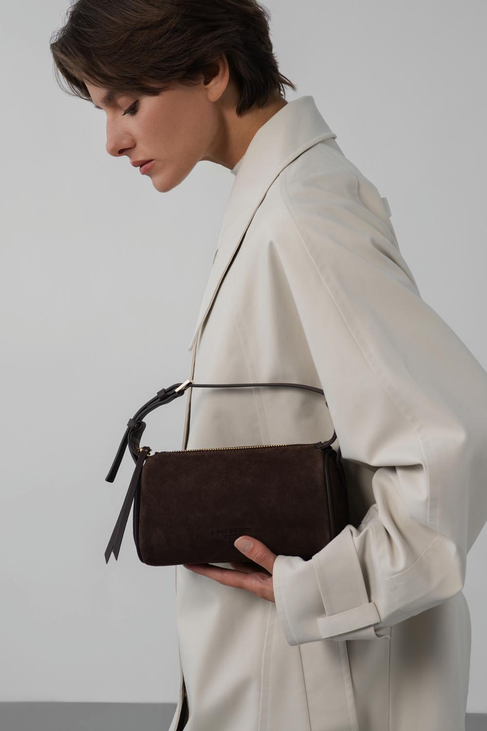 Lancaster Small Zippered Rectangle Bag Sweden Pebble – worn
