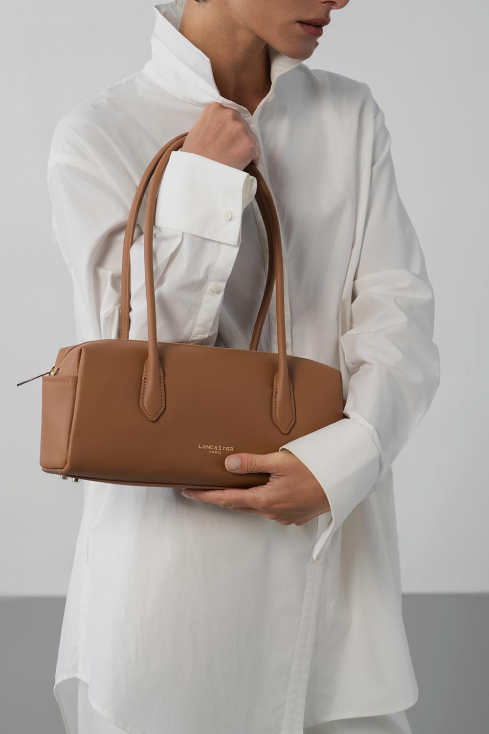 Lancaster Donna Cube Zipped Crossbody Bag Linen – worn