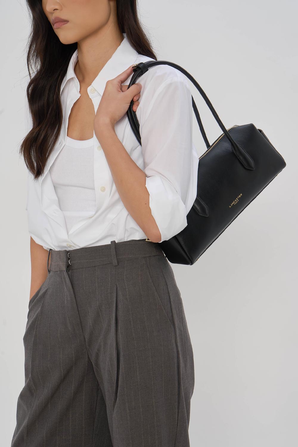 Lancaster Donna Cube Zipped Crossbody Bag Linen – worn