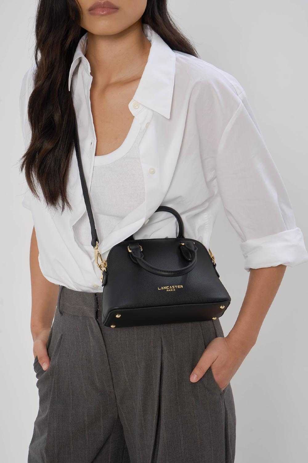 Lancaster Sierra Jia Small Zip Half-Moon Bag Off-White – worn