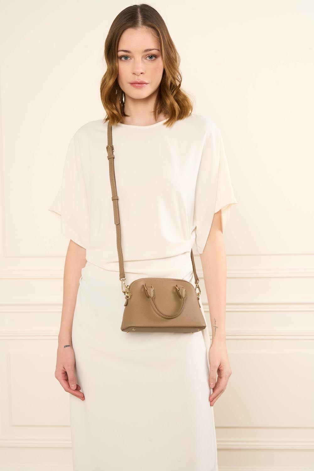 Lancaster Sierra Jia Small Zip Half-Moon Bag Off-White – worn