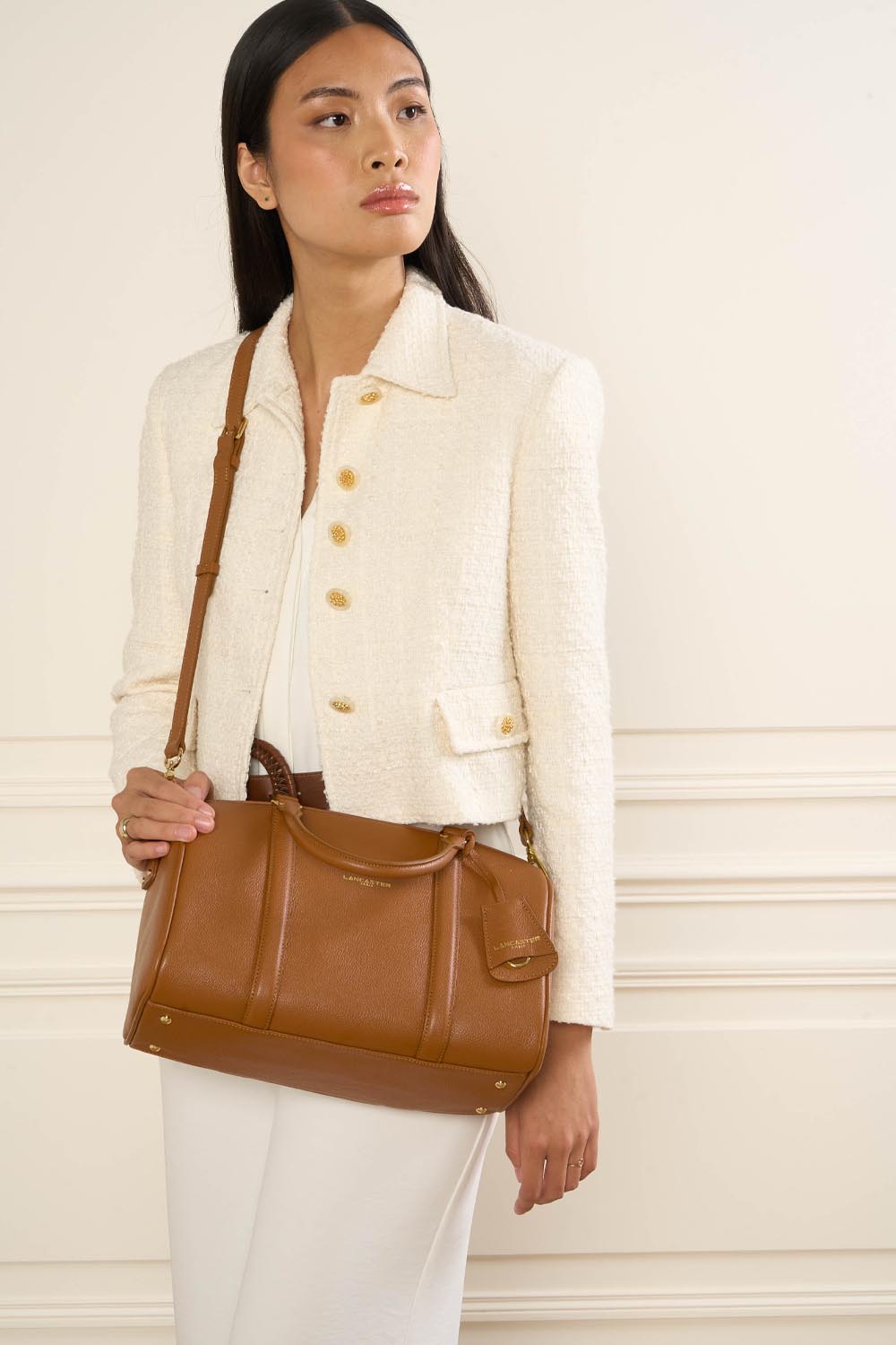 Lancaster Sac polochon Zippé L Milano Ana Camel – porté