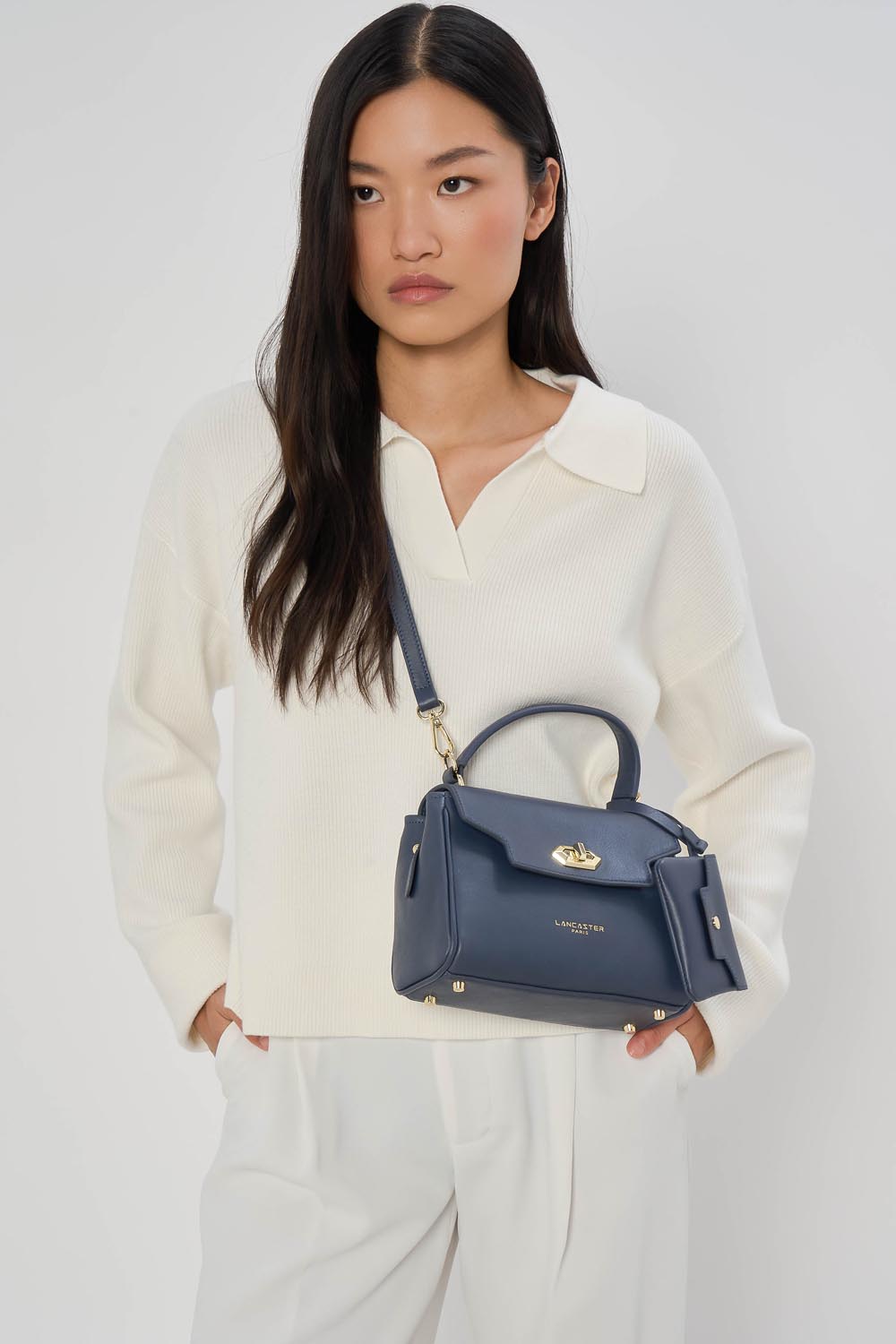 Lancaster Bolso de mano con solapa y cierre S Mademoiselle Grace Negro – llevado
