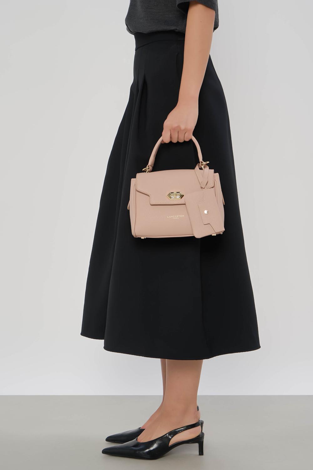 Lancaster Bolso de mano con solapa y cierre S Mademoiselle Grace Negro – llevado