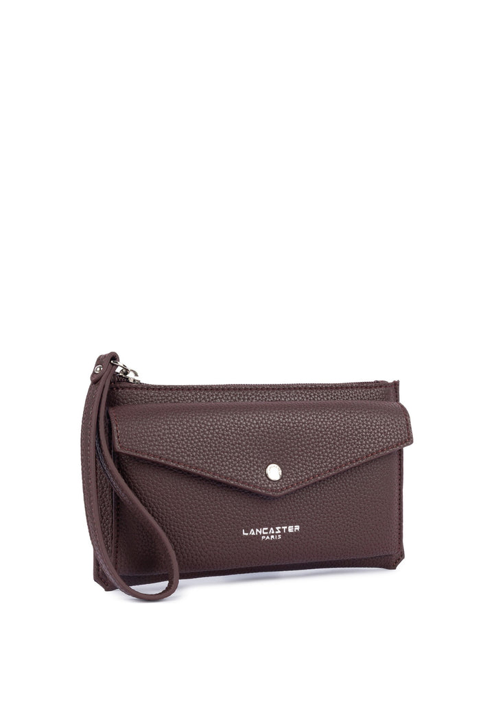 Lancaster Pochette Zippé Maya Double KBA Bordeaux foncé, vue de cote